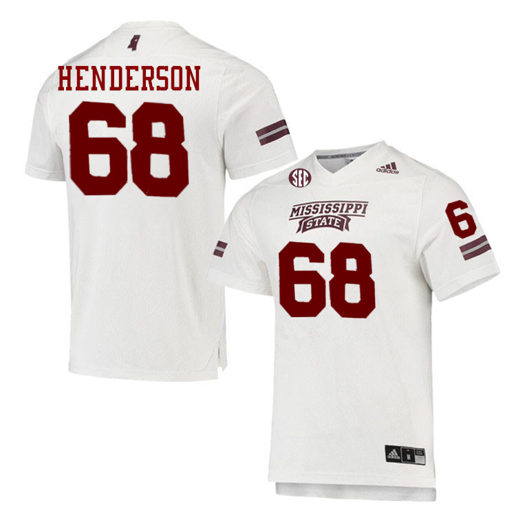 Men #68 Bailey Henderson Mississippi State Bulldogs College Football Jerseys Stitched-White